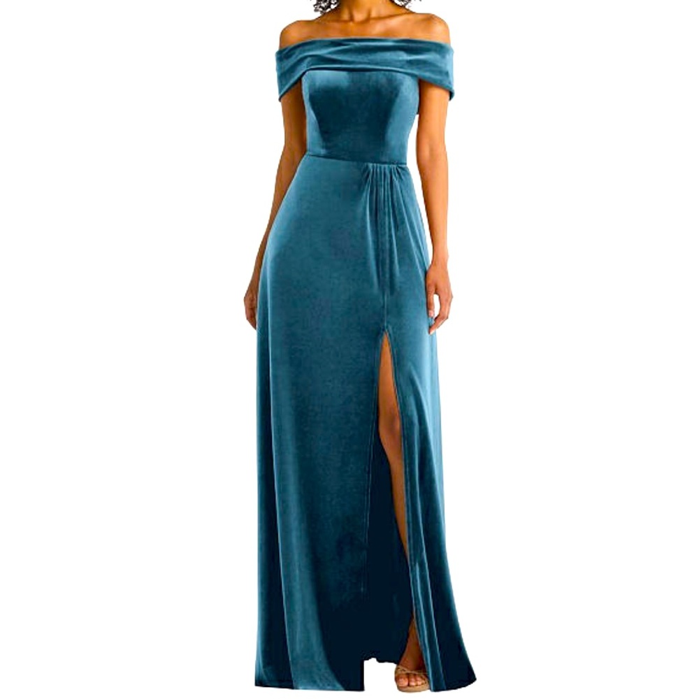After Six - Style 1554 - Lux Velvet - Dutch Blue - Size 10 - NWT